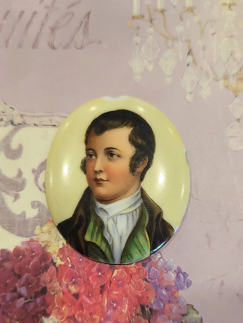 Vintage Porcelain Robbie Burns Portrait Brooch Insert